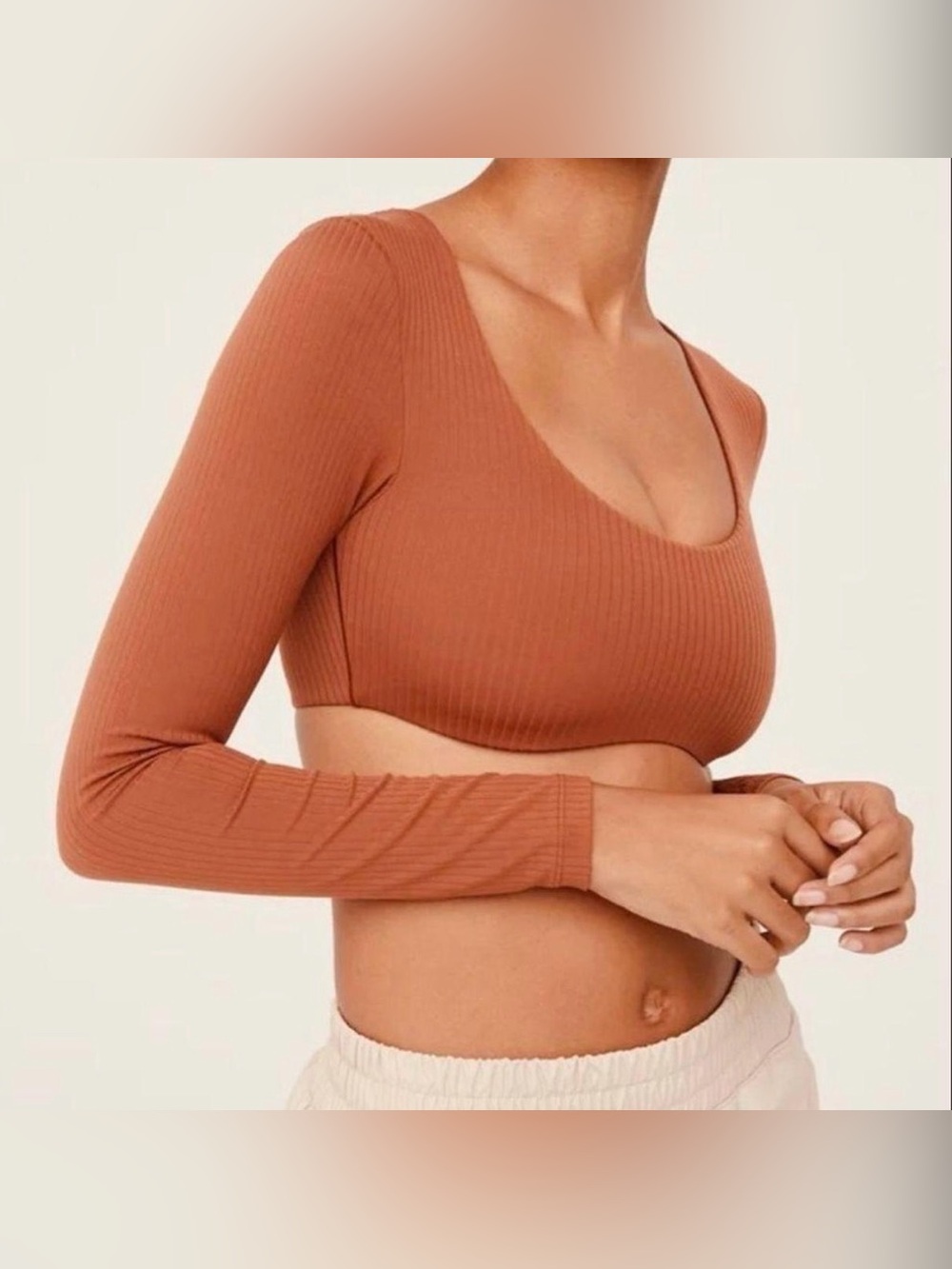 Offline By Arie Real Me Super Crop Long Sleeve Medium Bra Top